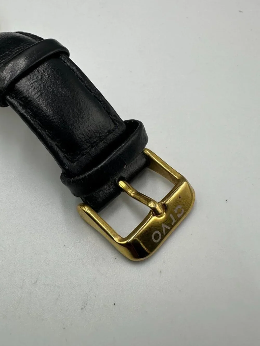 Arvo Time Sawyer Watch Men Gold Tone Black Leather Band New Battery 9 Inch